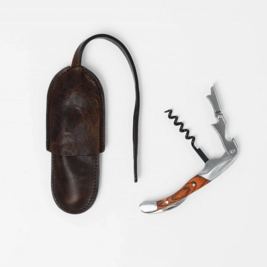 Barware | Leather Corkscrew Sleeve With Wine Key SLATE