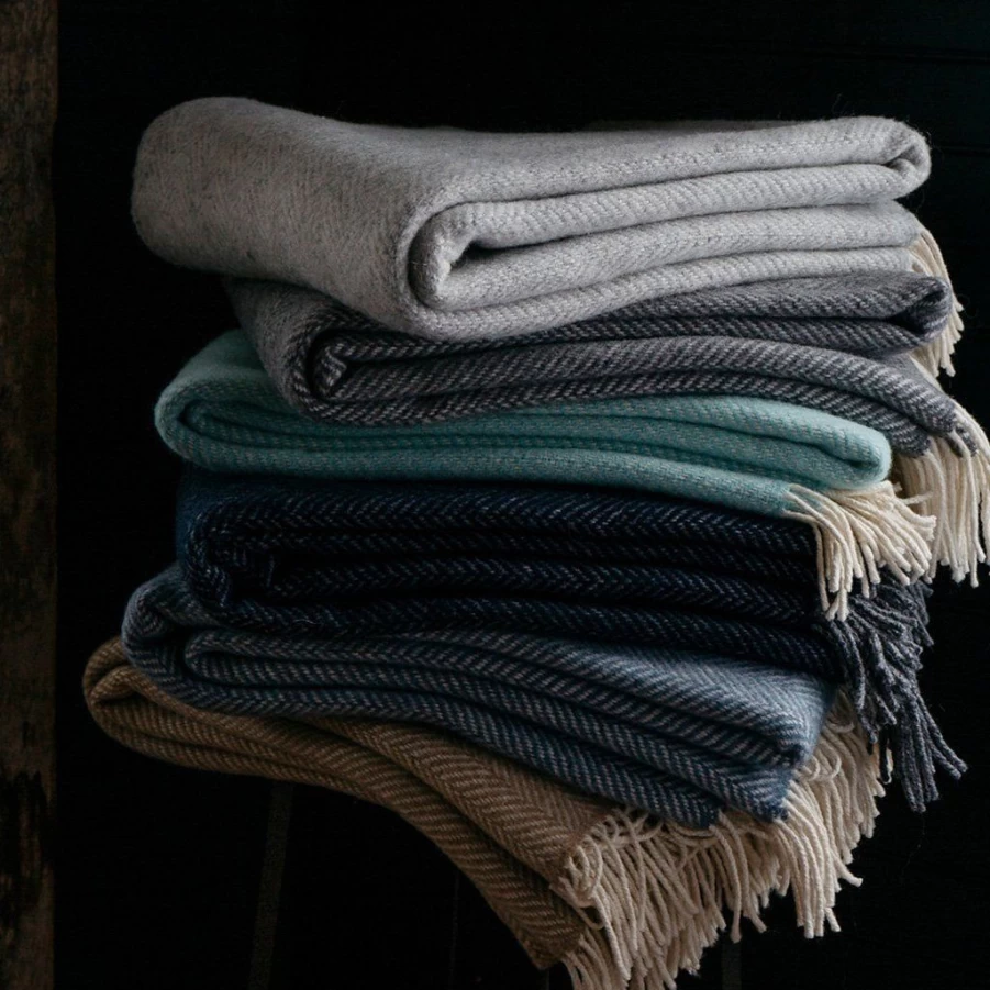 Textiles | Evangeline Evangeline Merino Herringbone Throw SLATE